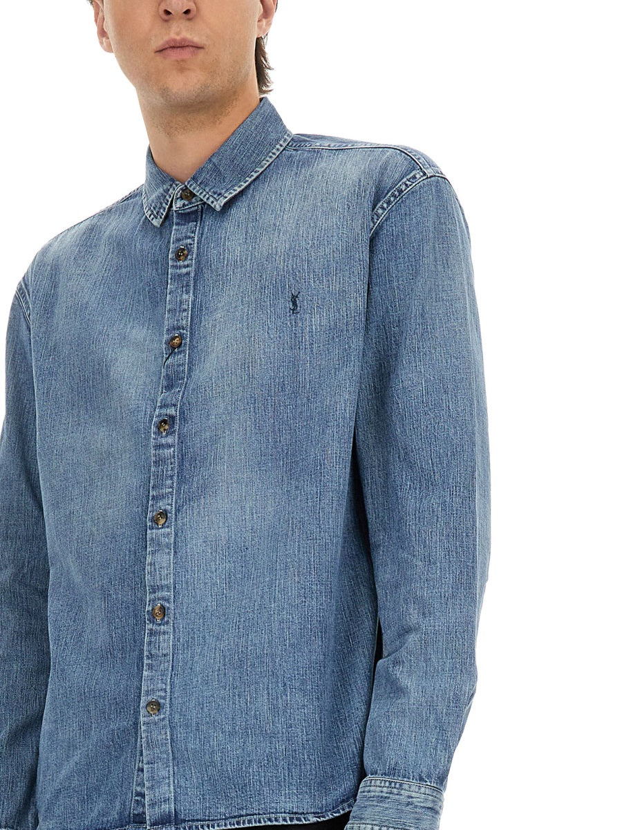 Saint Laurent Men Denim "Cassandre" Shirt SAINT LAURENT