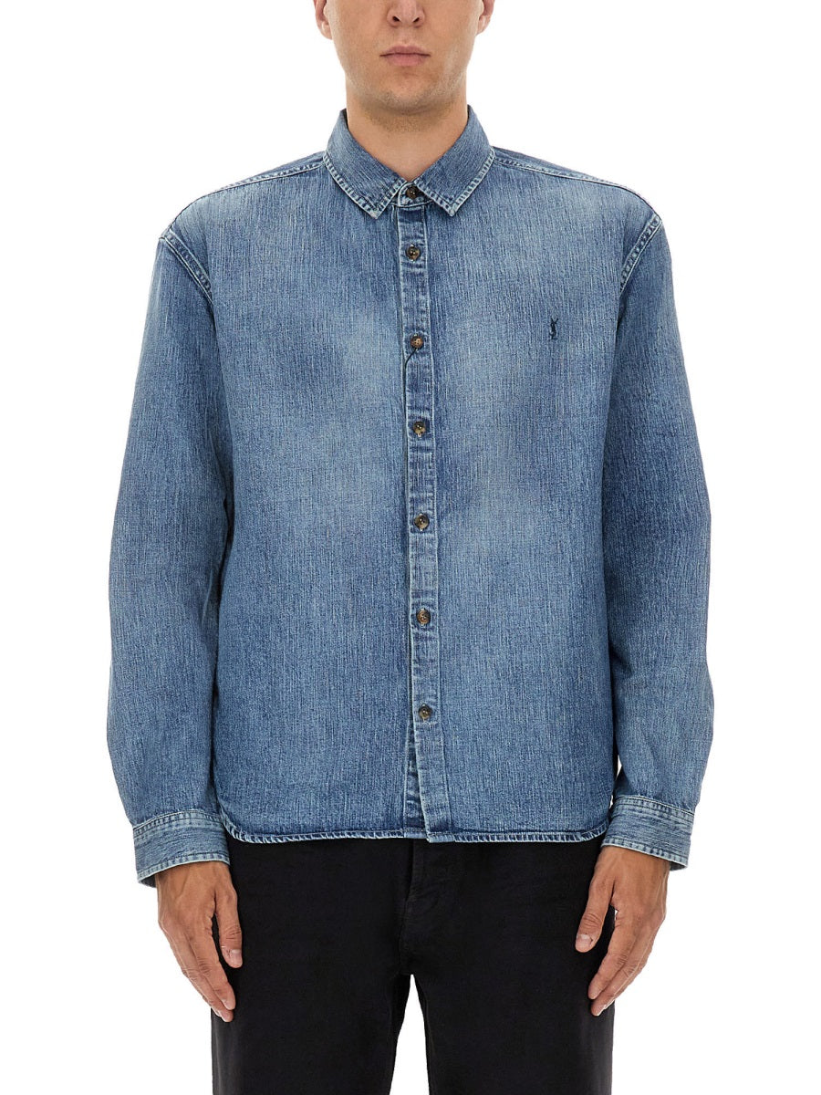 Saint Laurent Men Denim "Cassandre" Shirt SAINT LAURENT