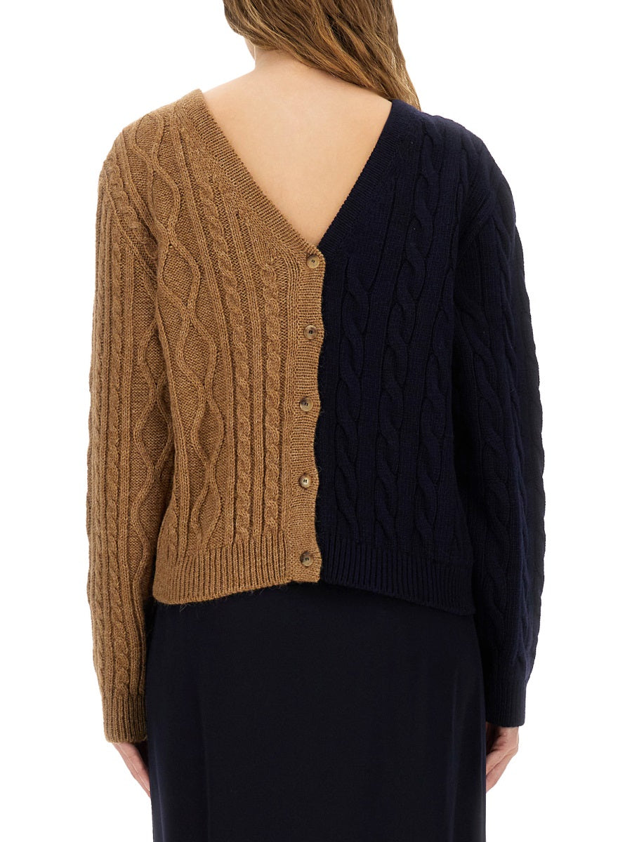 Moschino Women Two-Tone Alpaca Blend Cardigan MOSCHINO