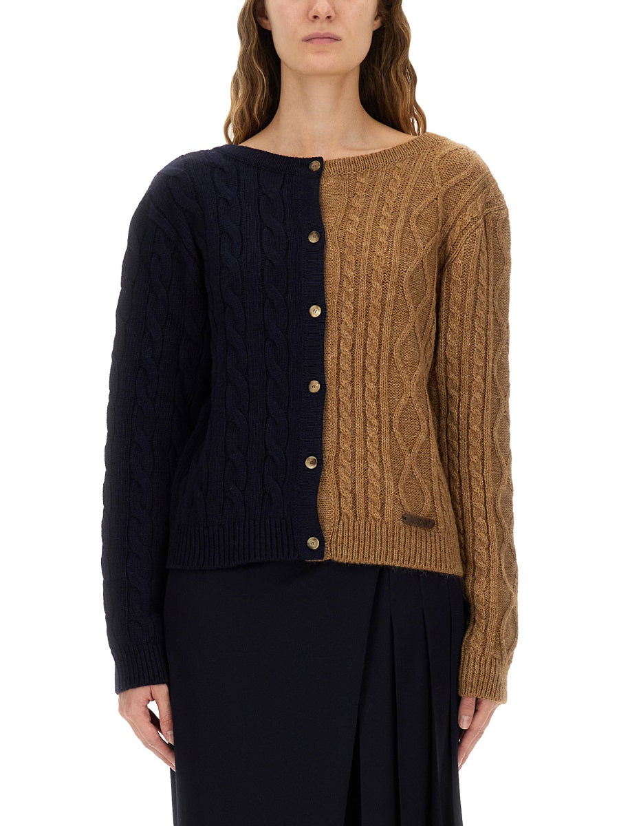 Moschino Women Two-Tone Alpaca Blend Cardigan MOSCHINO