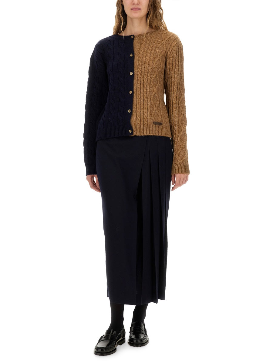 Moschino Women Two-Tone Alpaca Blend Cardigan MOSCHINO