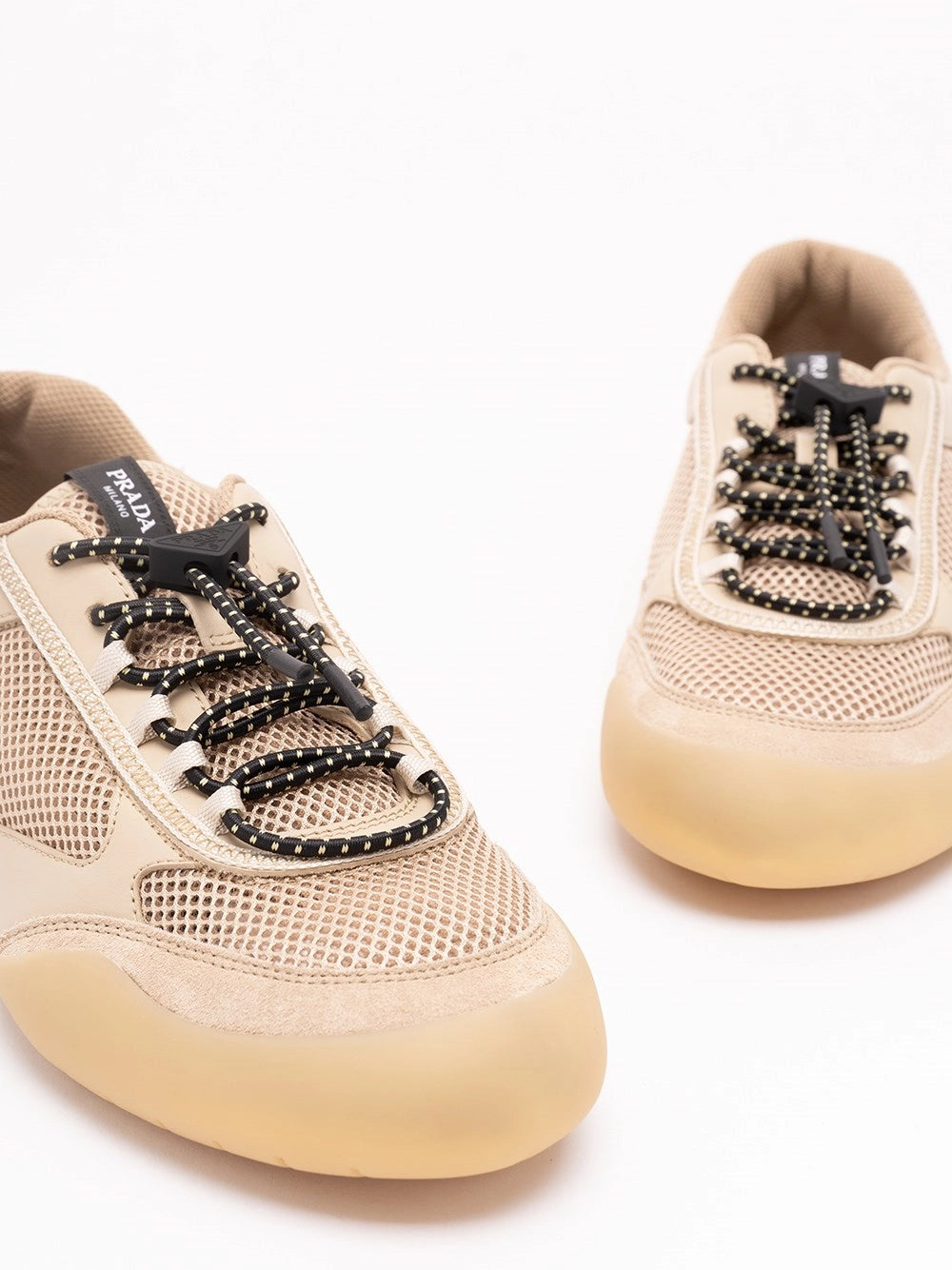 Prada Men Speedrock Leather And Mesh Sneakers