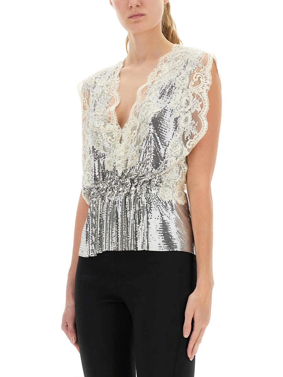 Rabanne Women Lace And Sequin Top PACO RABANNE