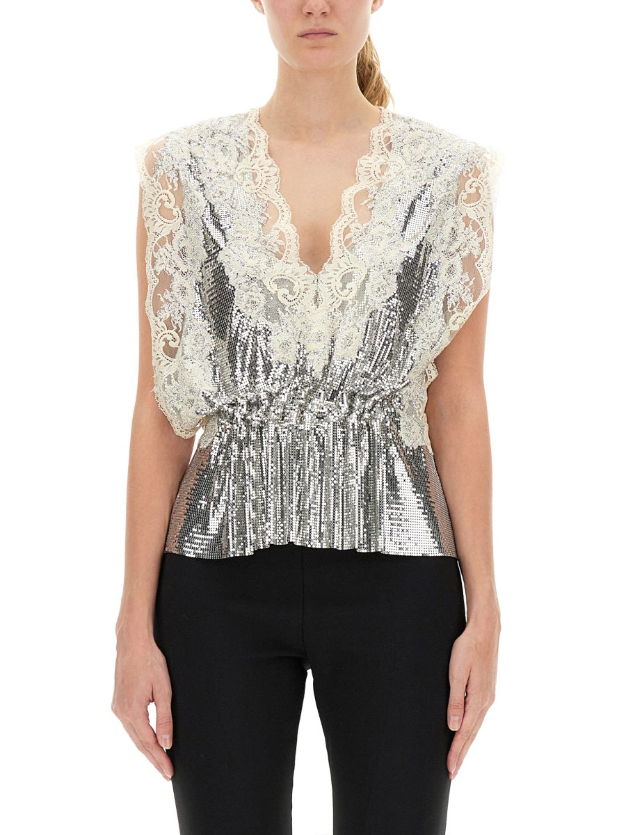 Rabanne Women Lace And Sequin Top PACO RABANNE