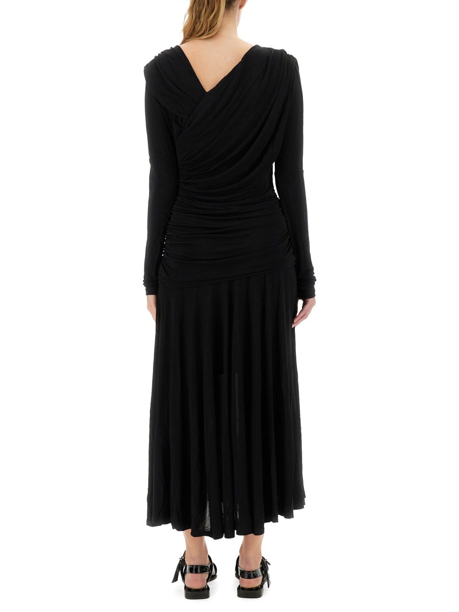 Ganni Women Gathered Midi Dress GANNI