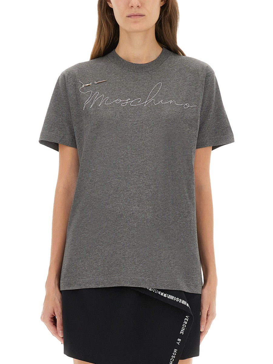 Moschino Women T-Shirt With Embroidered Logo MOSCHINO