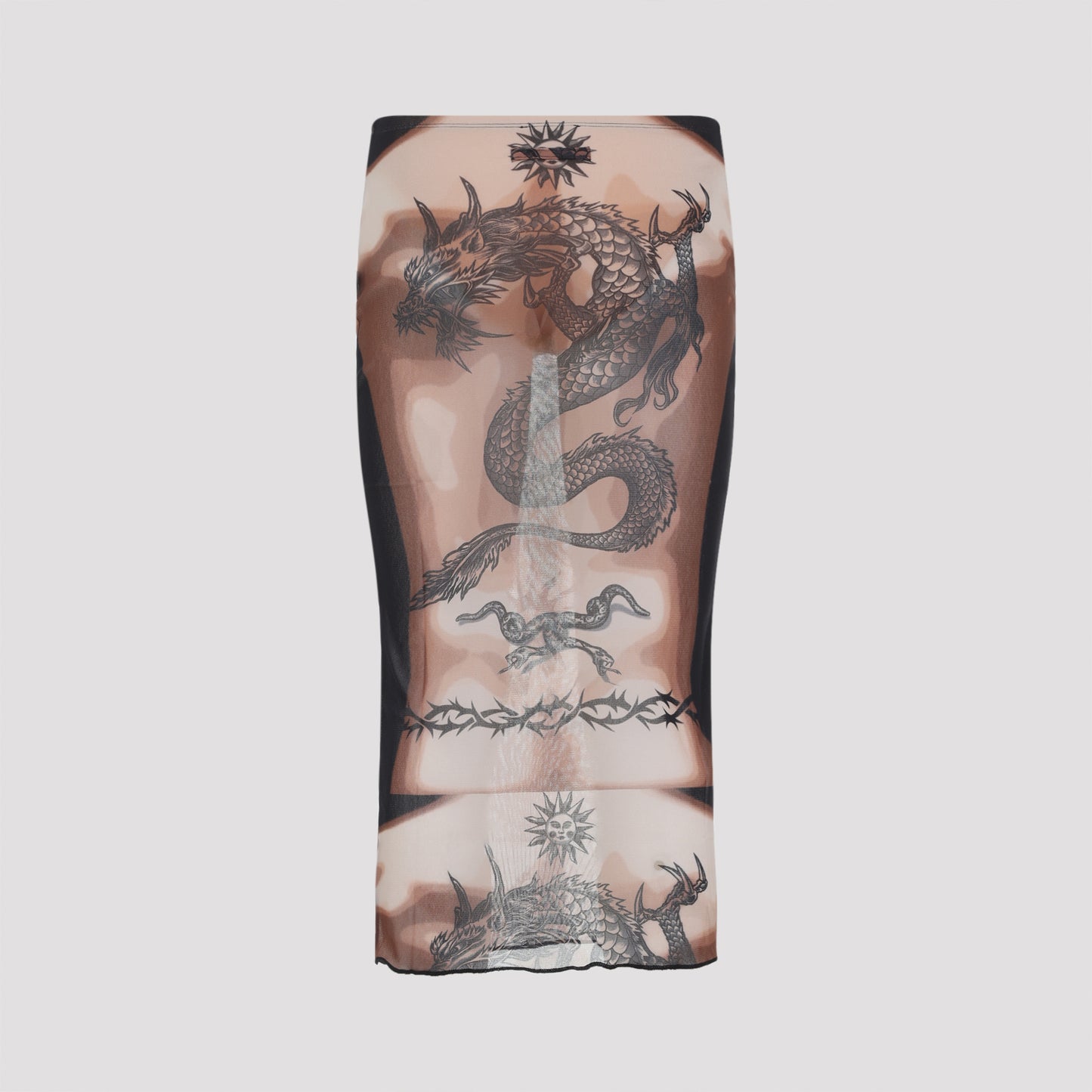 Jean Paul Gaultier Safe Sex Tattoo Midi Skirt Women JEAN PAUL GAULTIER