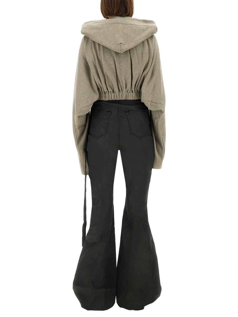 Rick Owens Drkshdw Women Cropped Hooded Tunic Sweatshirt RICK OWENS