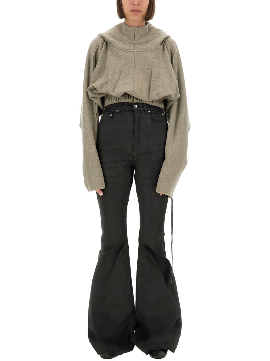 Rick Owens Drkshdw Women Cropped Hooded Tunic Sweatshirt RICK OWENS