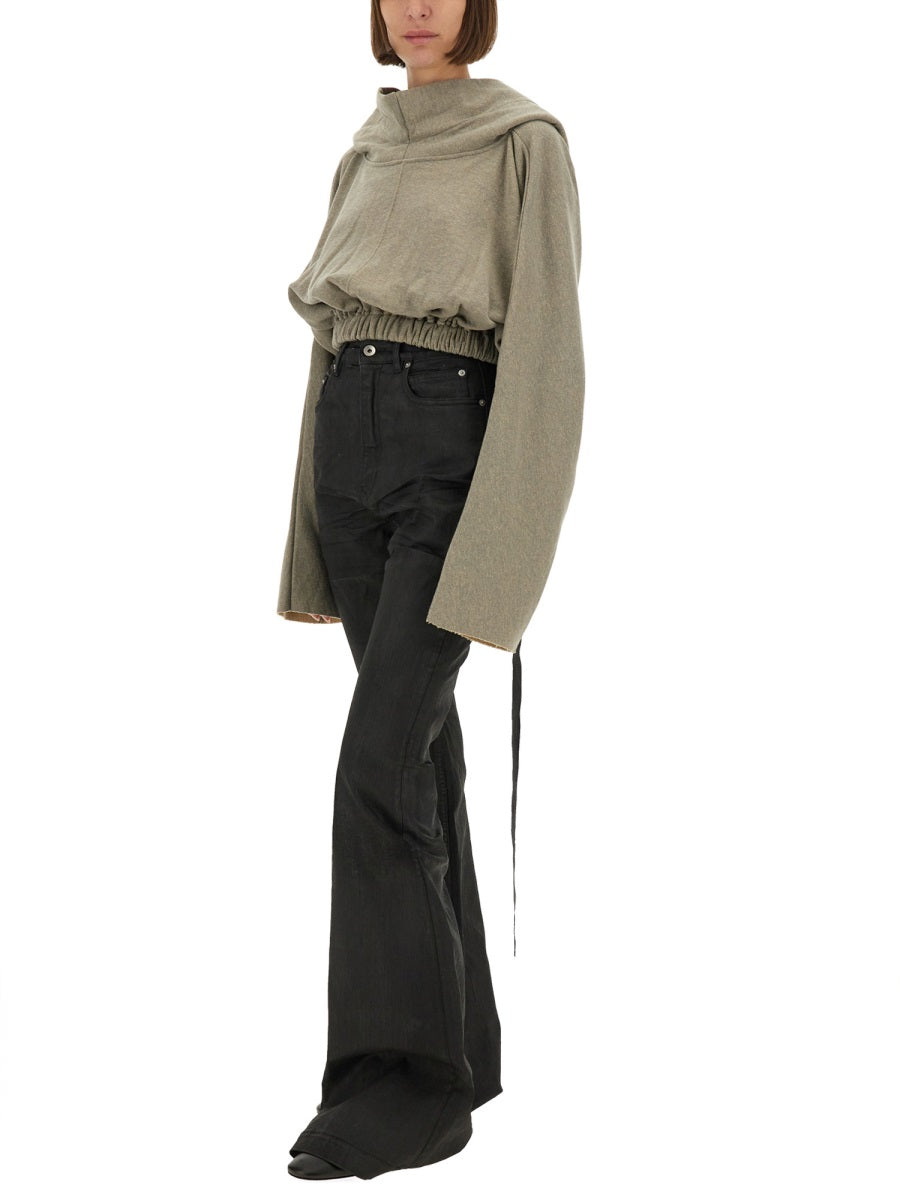 Rick Owens Drkshdw Women Cropped Hooded Tunic Sweatshirt RICK OWENS
