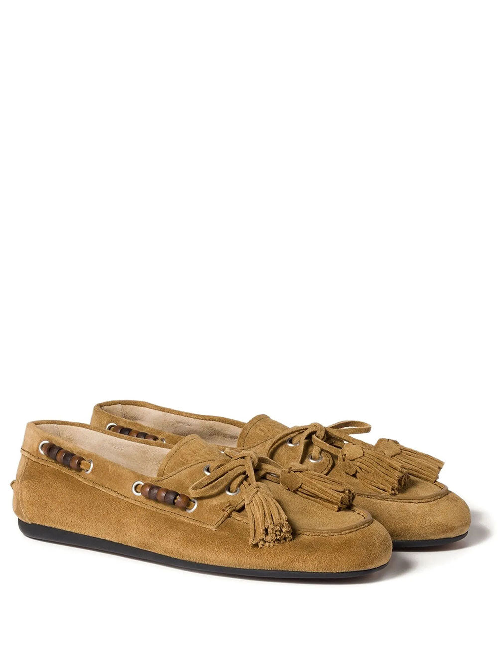 Miu Miu Women Deck Suede Loafers With Tassels MIU MIU