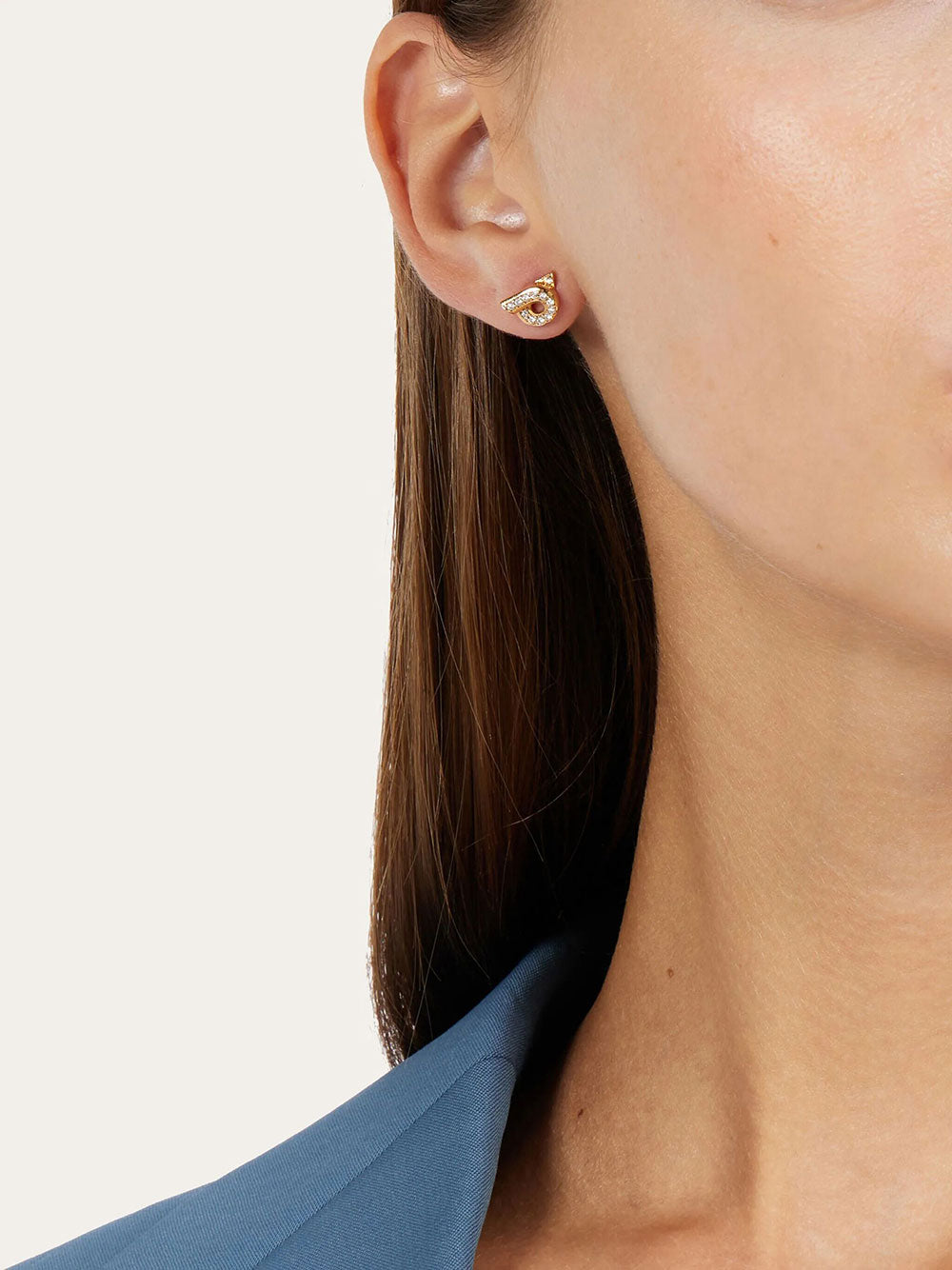 Ferragamo Women Gancini Earrings With Rhinestones (S) FERRAGAMO