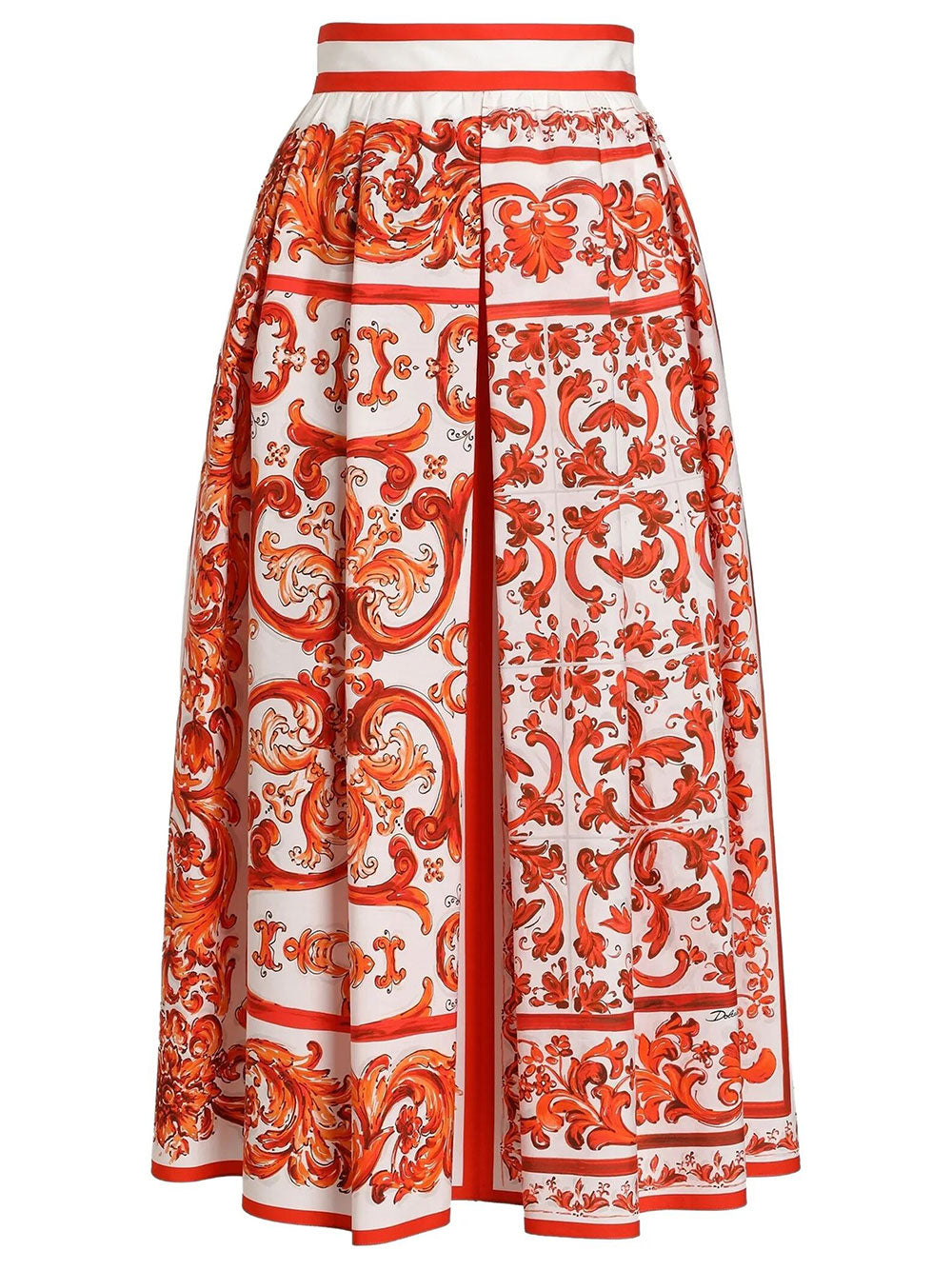 Dolce & Gabbana Women Majolica-Print Poplin Pleated Skirt DOLCE & GABBANA