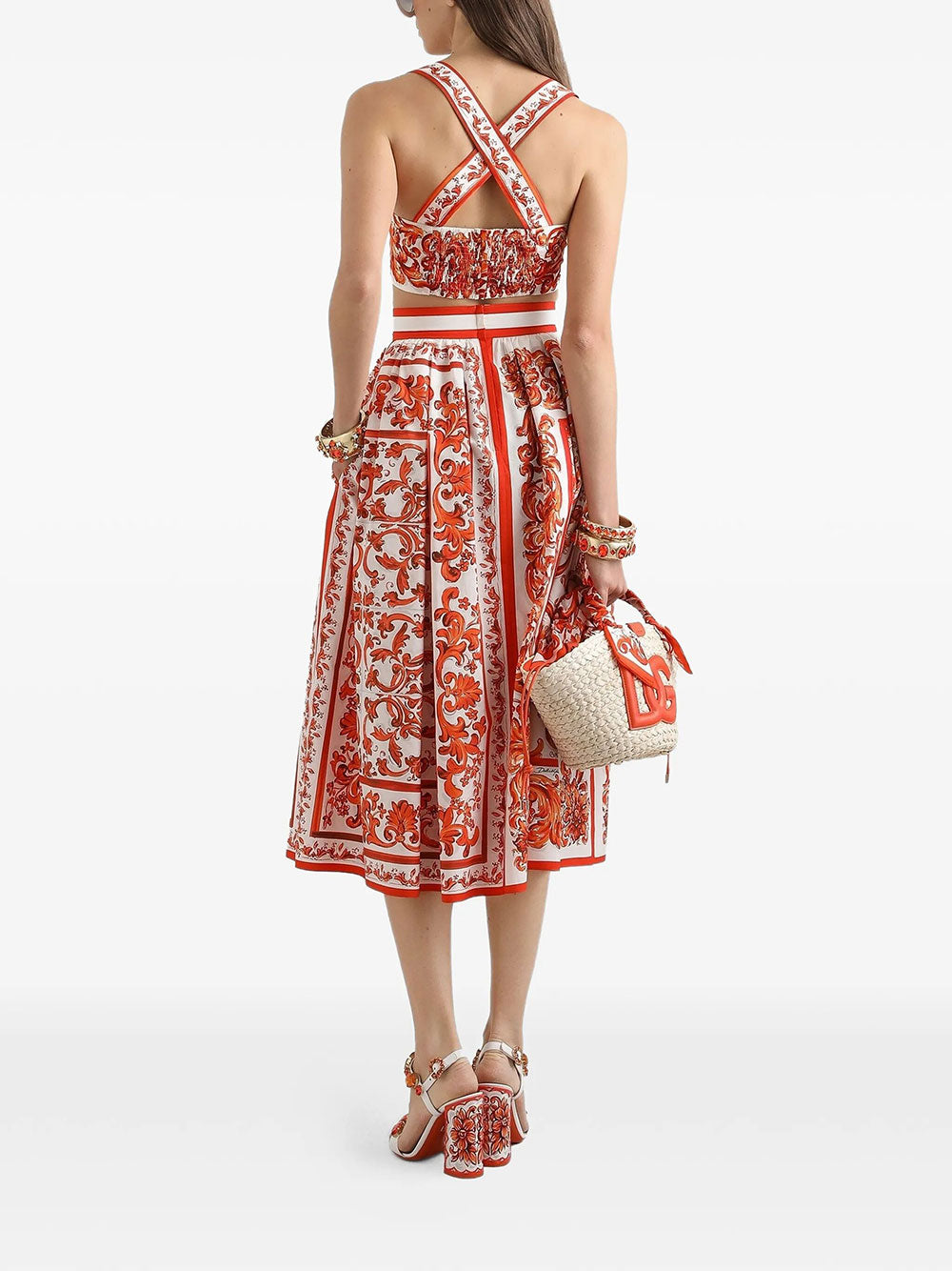 Dolce & Gabbana Women Majolica-Print Poplin Pleated Skirt DOLCE & GABBANA