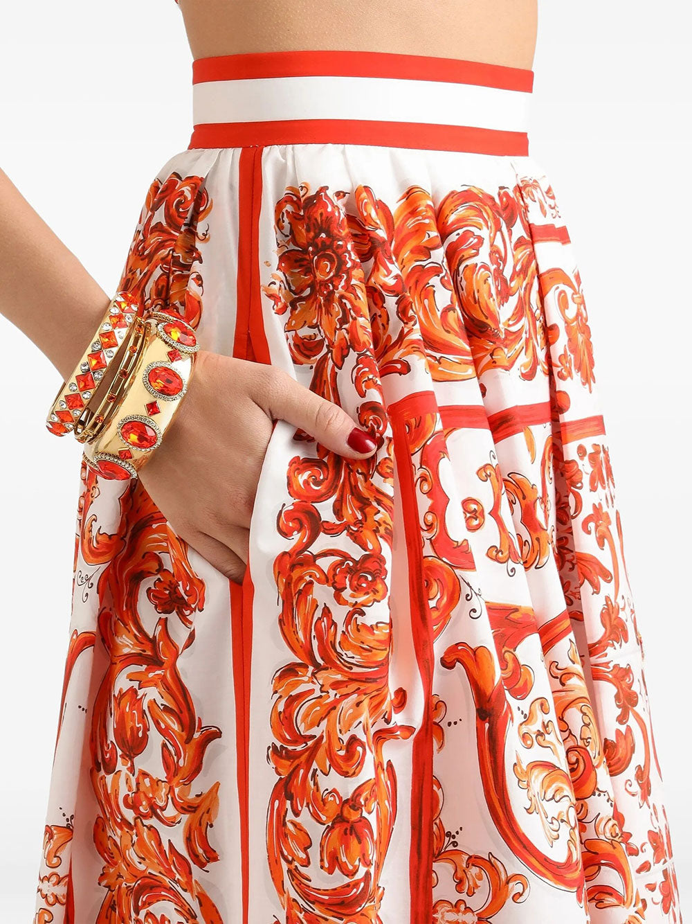 Dolce & Gabbana Women Majolica-Print Poplin Pleated Skirt DOLCE & GABBANA