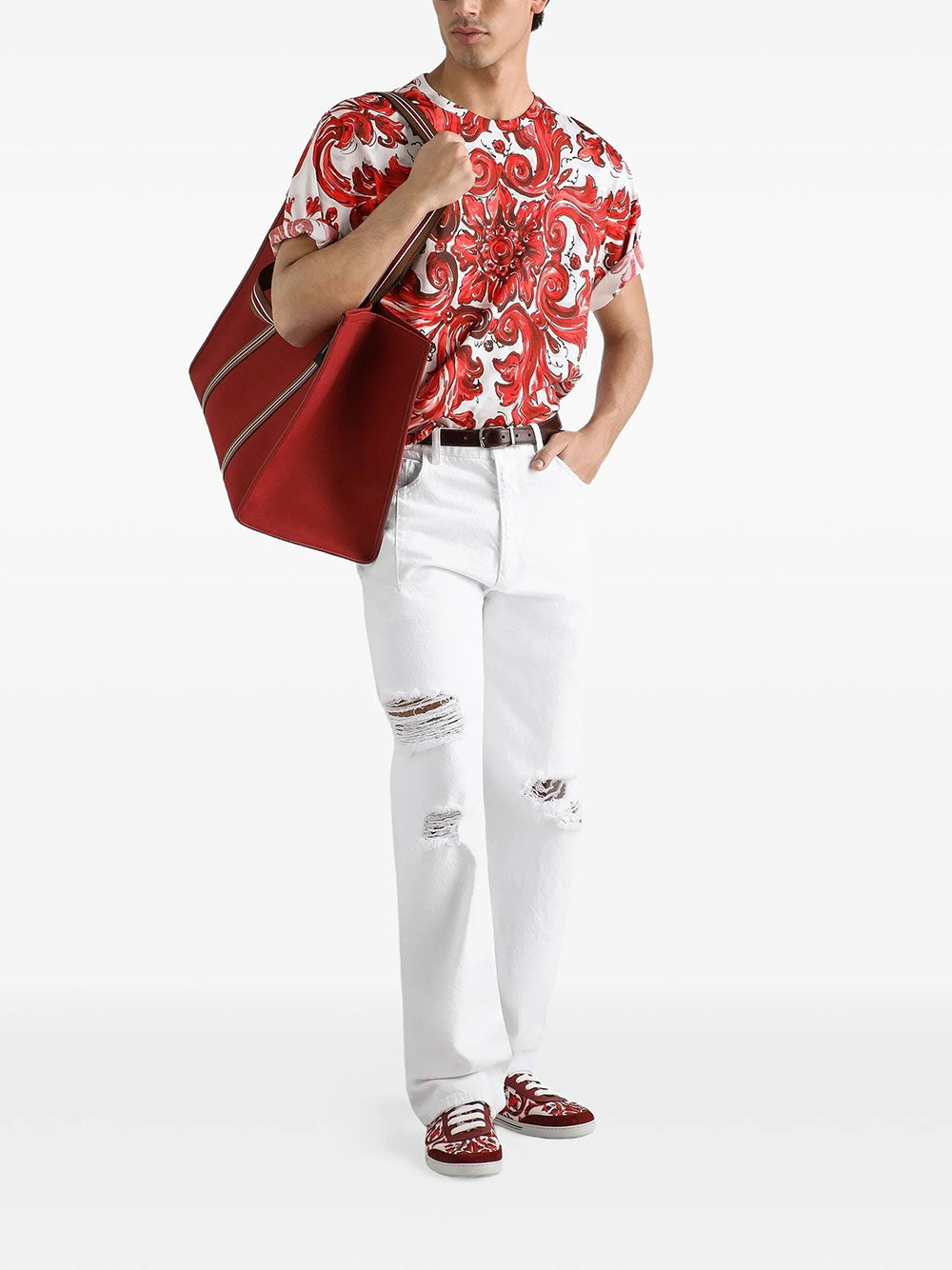 Dolce & Gabbana Men Majolica-Print Cotton T-Shirt DOLCE & GABBANA