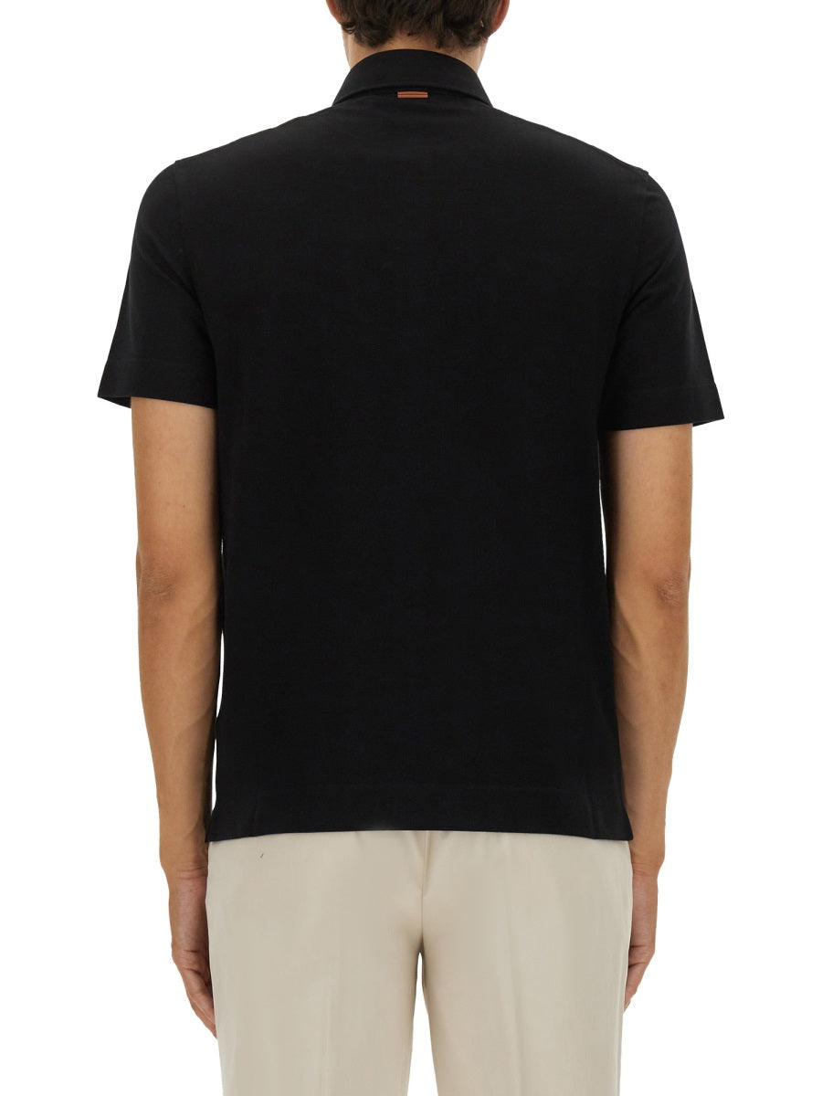 Zegna Men Cotton Polo Shirt With Pocket ZEGNA