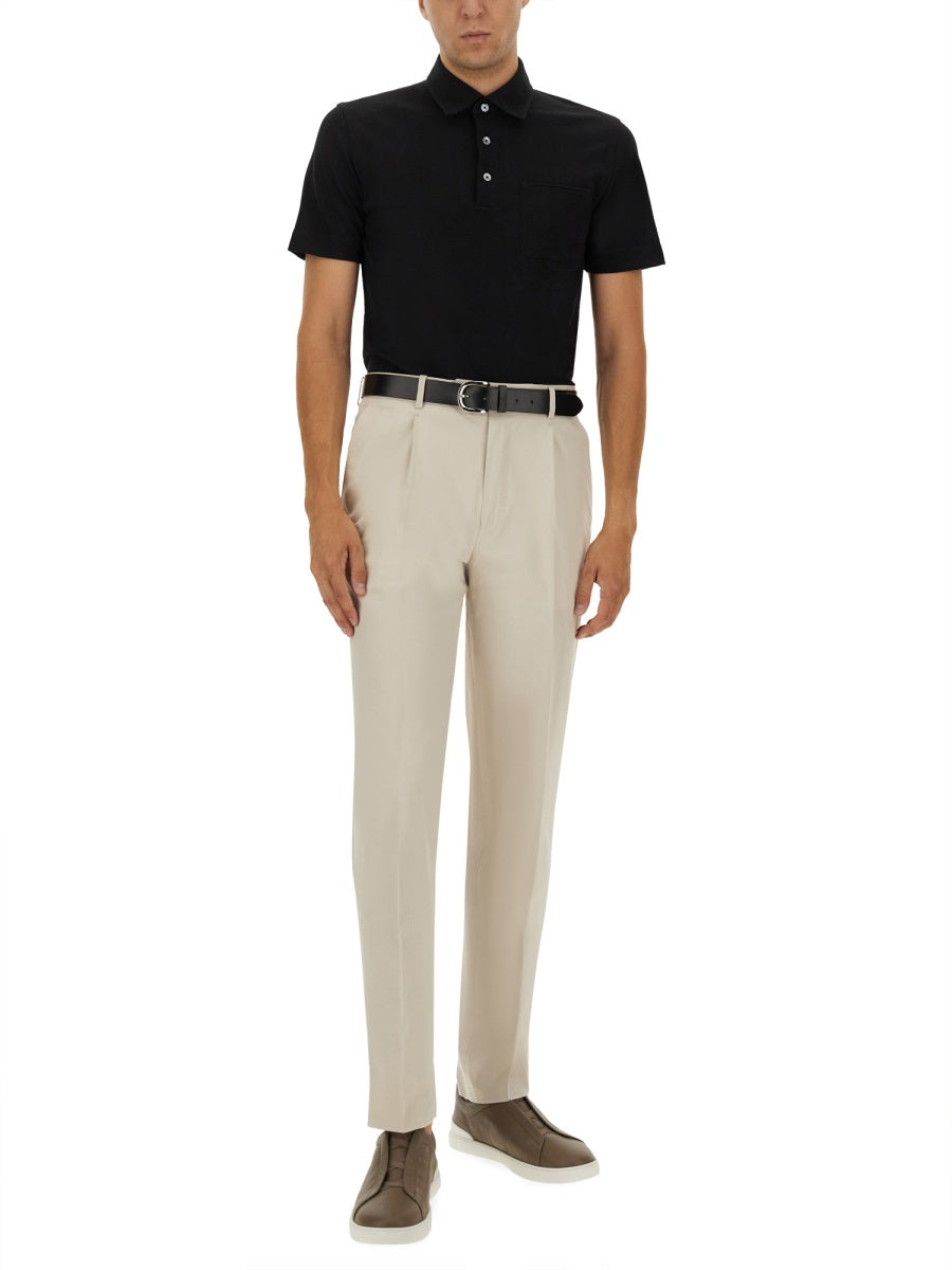 Zegna Men Cotton Polo Shirt With Pocket ZEGNA