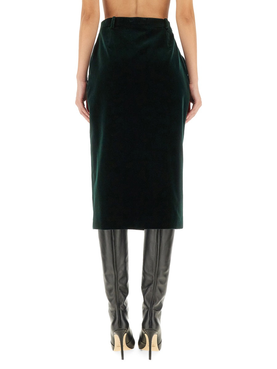 Saint Laurent Women Velvet Crossover Midi Skirt SAINT LAURENT