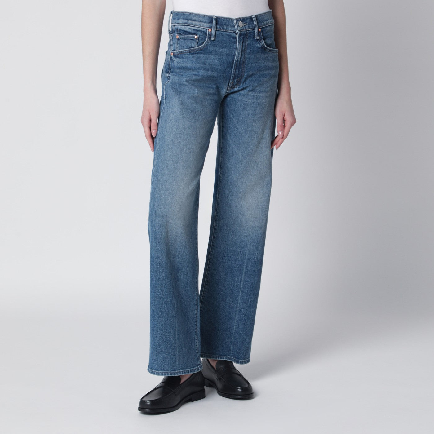 Mother The Mid Rise Lasso Sneak Jeans In Mid-Blue Wash Women Mother