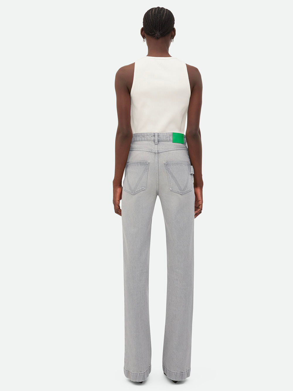 Bottega Veneta Women Light Grey Washed Denim Flared Jeans BOTTEGA VENETA
