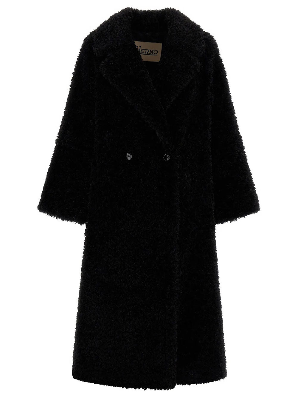 Herno Women Cappotto Lungo In Tocco Pelliccia Effetto Curly HERNO