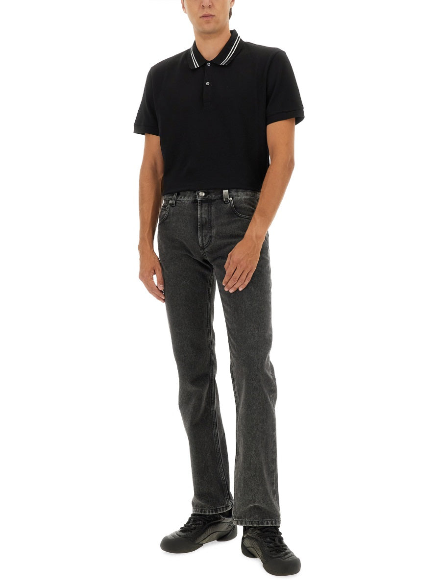 Alexander Mcqueen Men Polo Shirt With Logo On The Collar ALEXANDER MCQUEEN