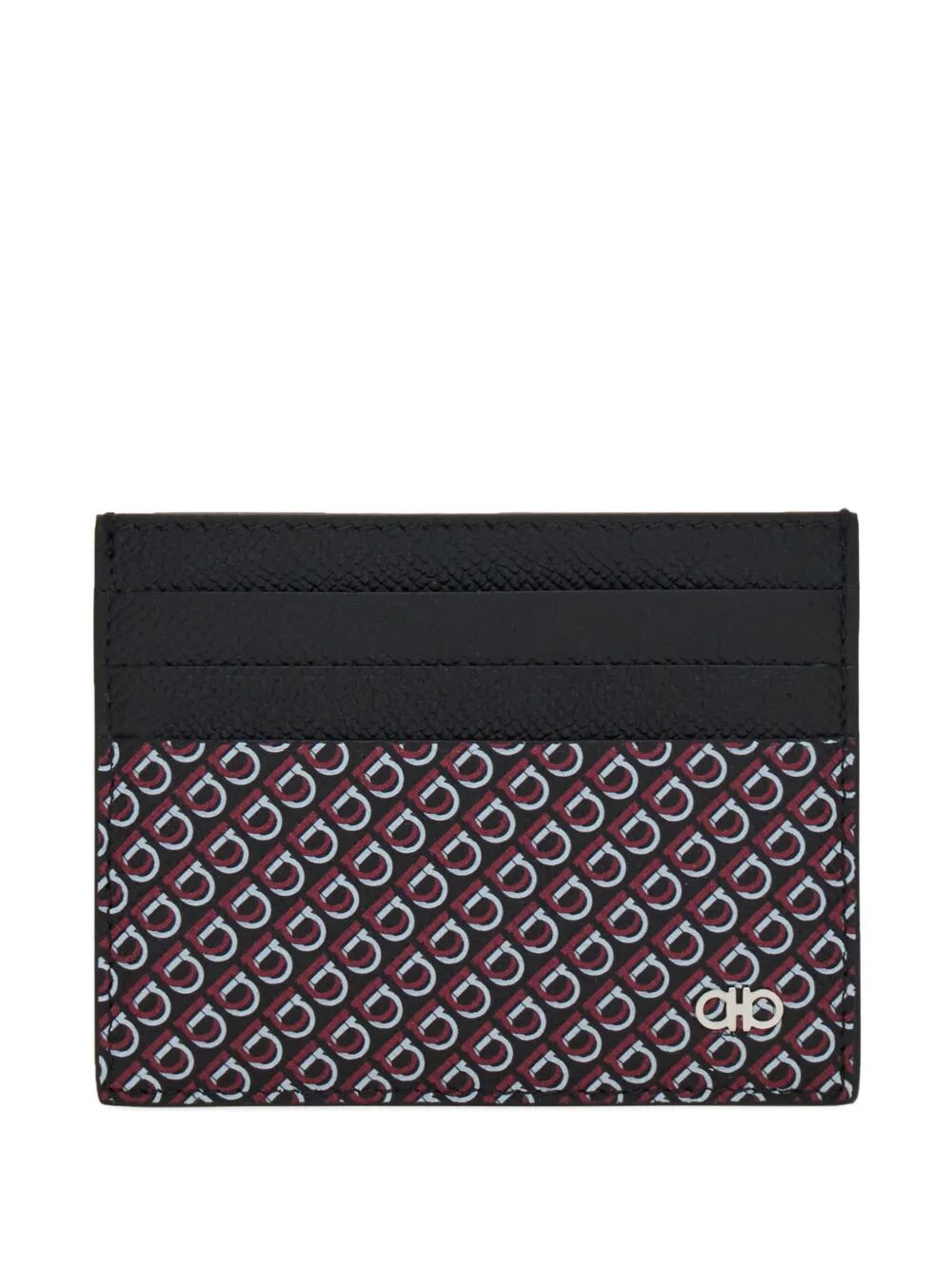 Ferragamo Men Micro Gancio-Print Hammered Leather Card Holder FERRAGAMO