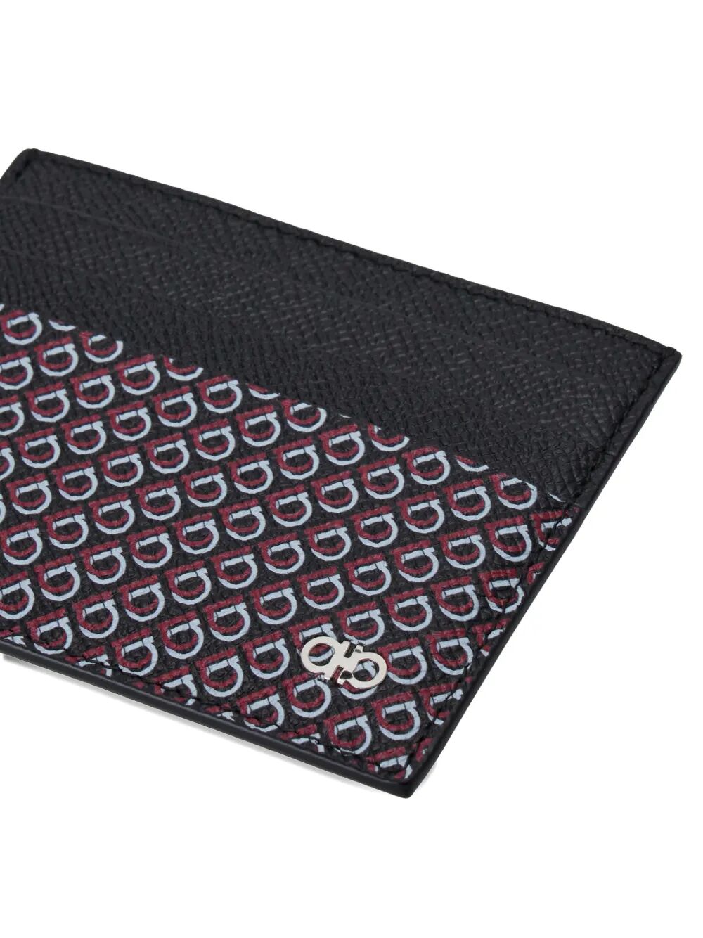 Ferragamo Men Micro Gancio-Print Hammered Leather Card Holder FERRAGAMO