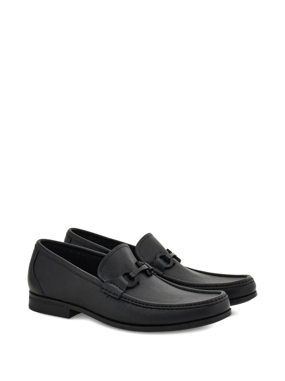 Ferragamo Men Grandioso2 Leather Loafers With Gancini Buckle FERRAGAMO