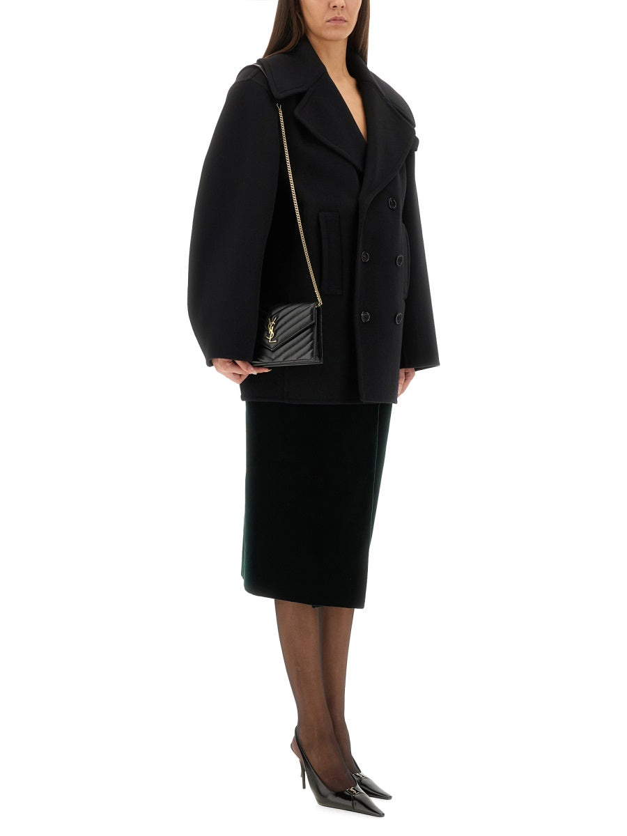 Saint Laurent Women Double-Breasted Wool Caban SAINT LAURENT