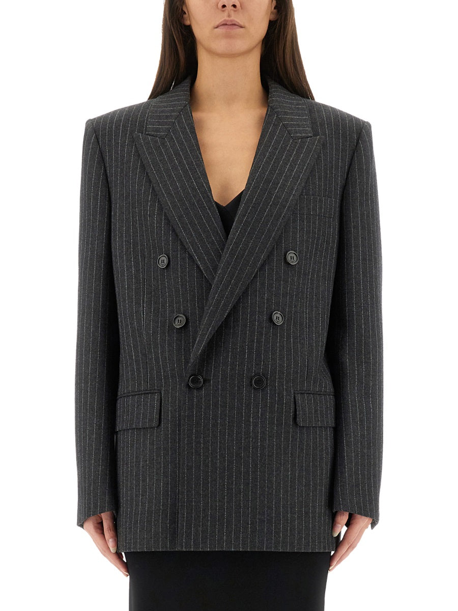 Saint Laurent Women Cassandre Double-Breasted Jacket SAINT LAURENT