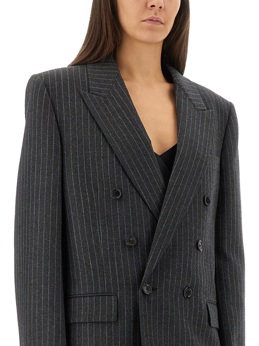 Saint Laurent Women Cassandre Double-Breasted Jacket SAINT LAURENT