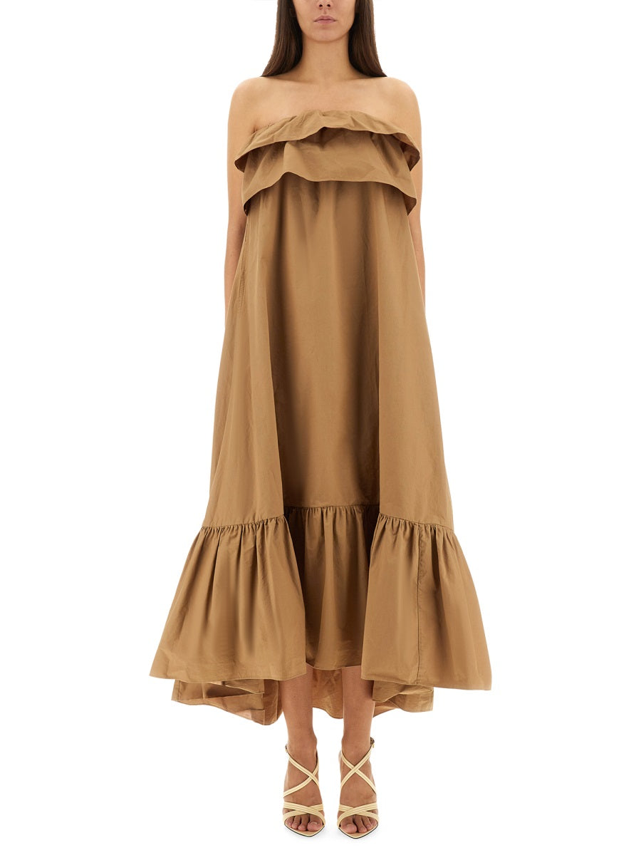 Saint Laurent Women Cotton Twill Ruffle Dress SAINT LAURENT