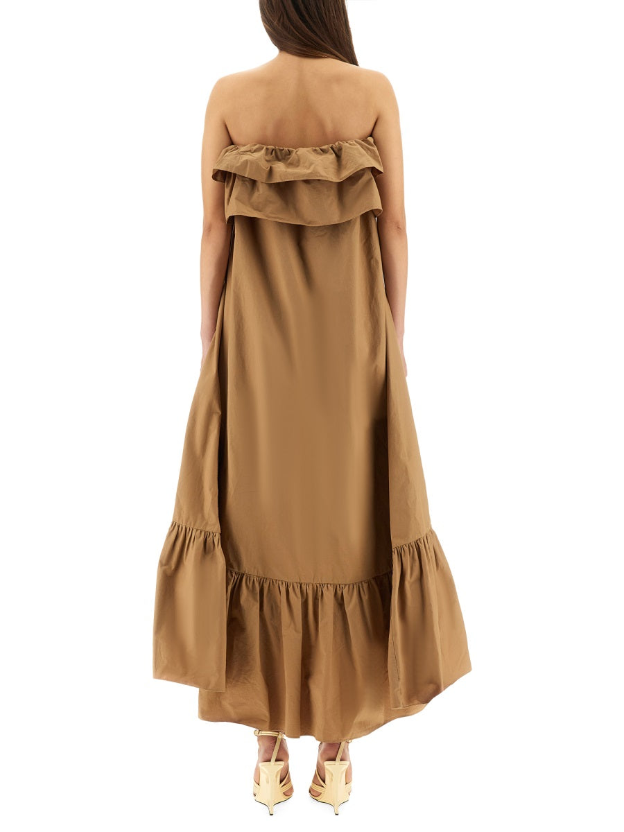Saint Laurent Women Cotton Twill Ruffle Dress SAINT LAURENT