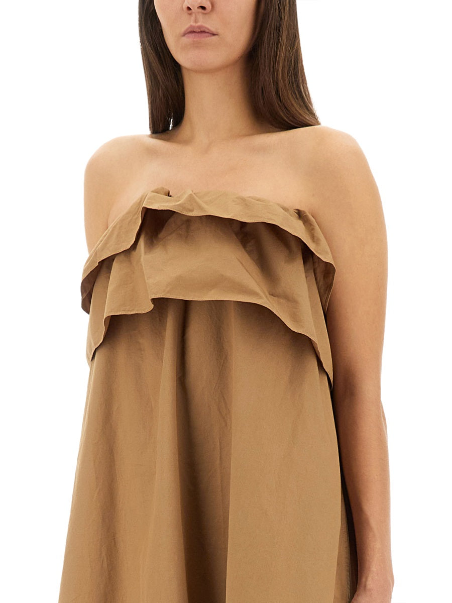 Saint Laurent Women Cotton Twill Ruffle Dress SAINT LAURENT