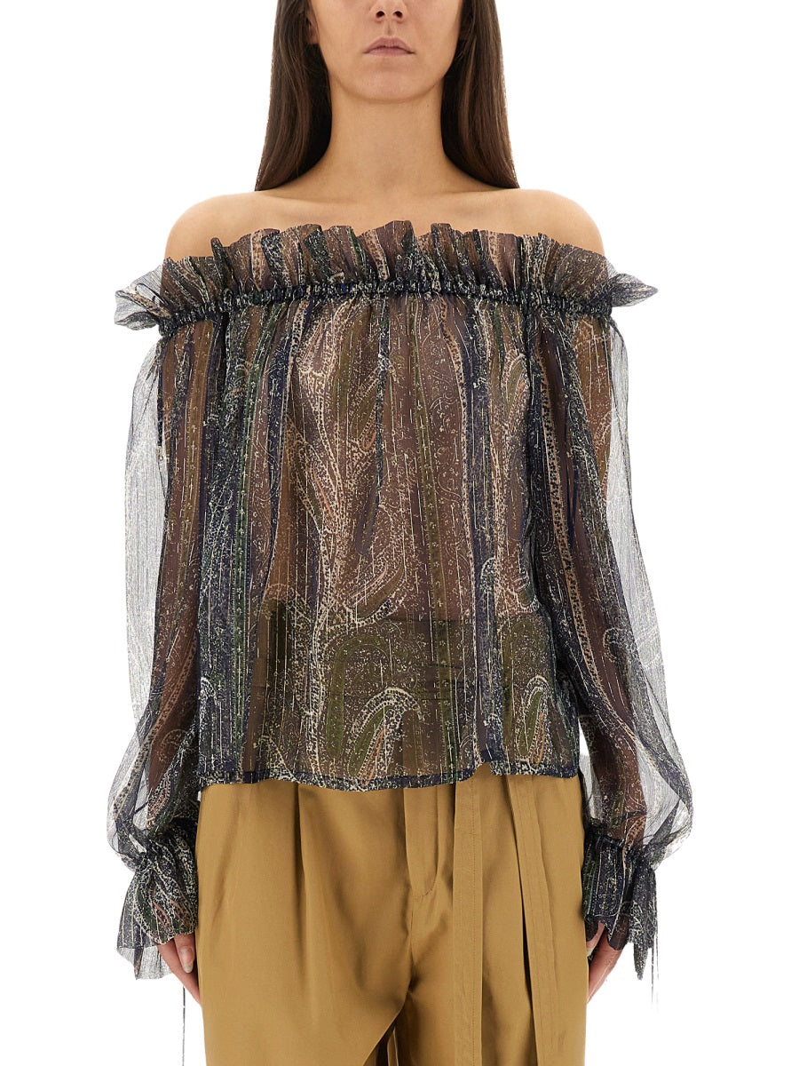 Saint Laurent Women Lurex Silk Creponne Top SAINT LAURENT