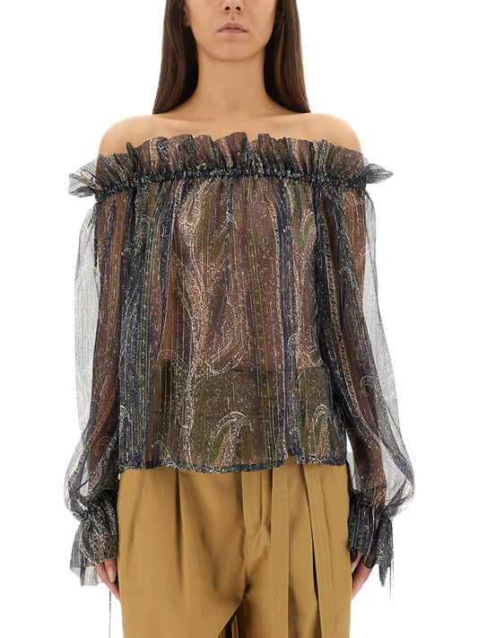 Saint Laurent Women Lurex Silk Creponne Top SAINT LAURENT