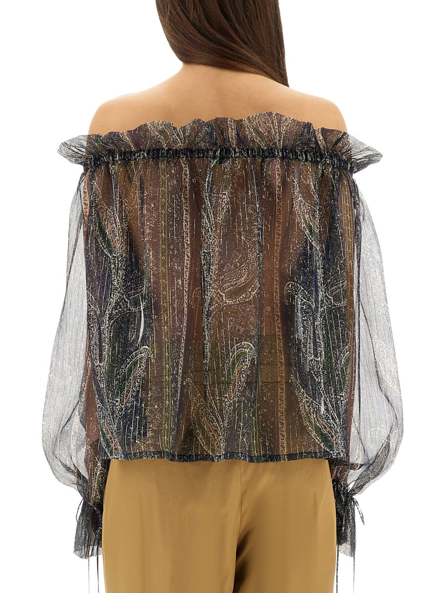 Saint Laurent Women Lurex Silk Creponne Top SAINT LAURENT