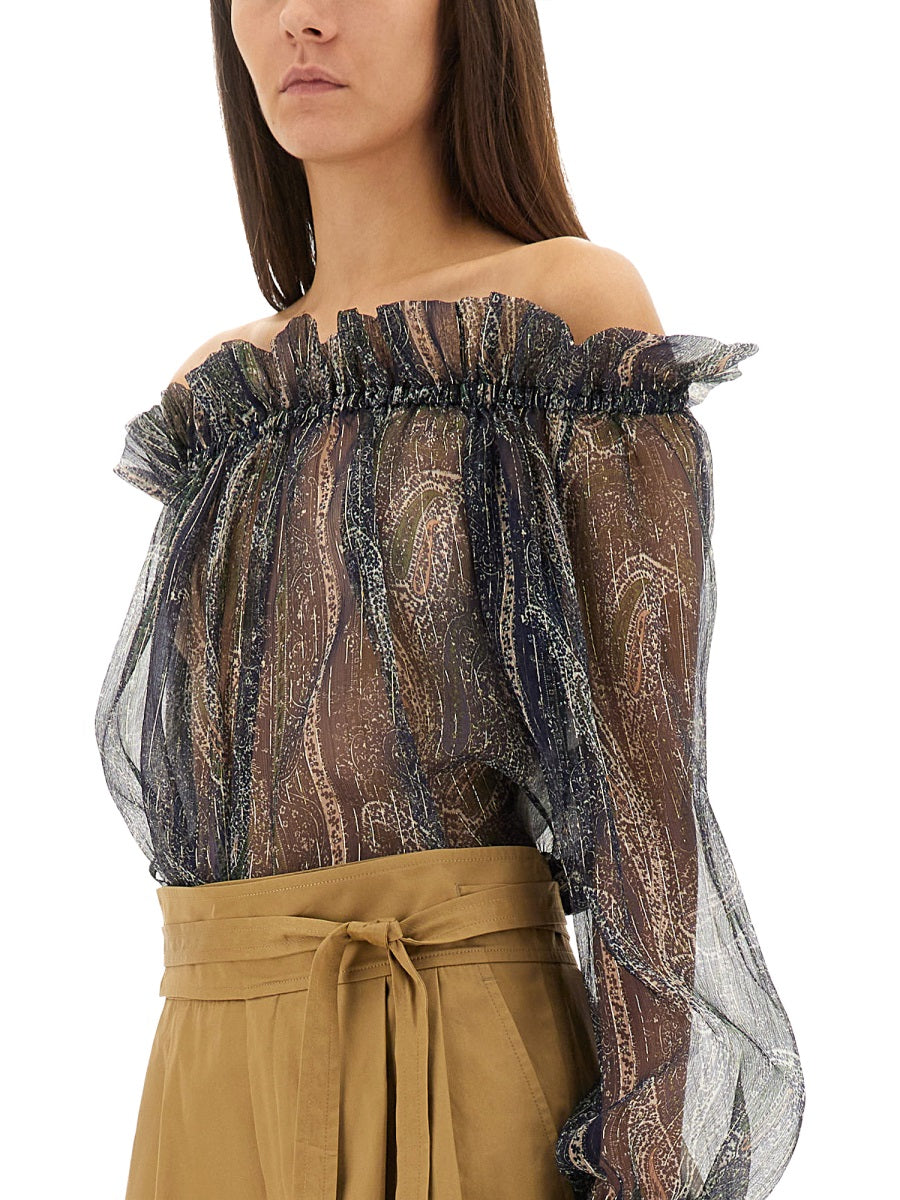 Saint Laurent Women Lurex Silk Creponne Top SAINT LAURENT