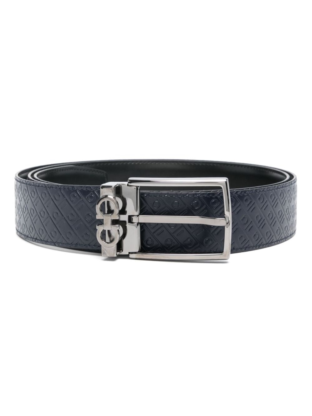 Ferragamo Men Double Gancini Logo-Debossed Leather Belt FERRAGAMO