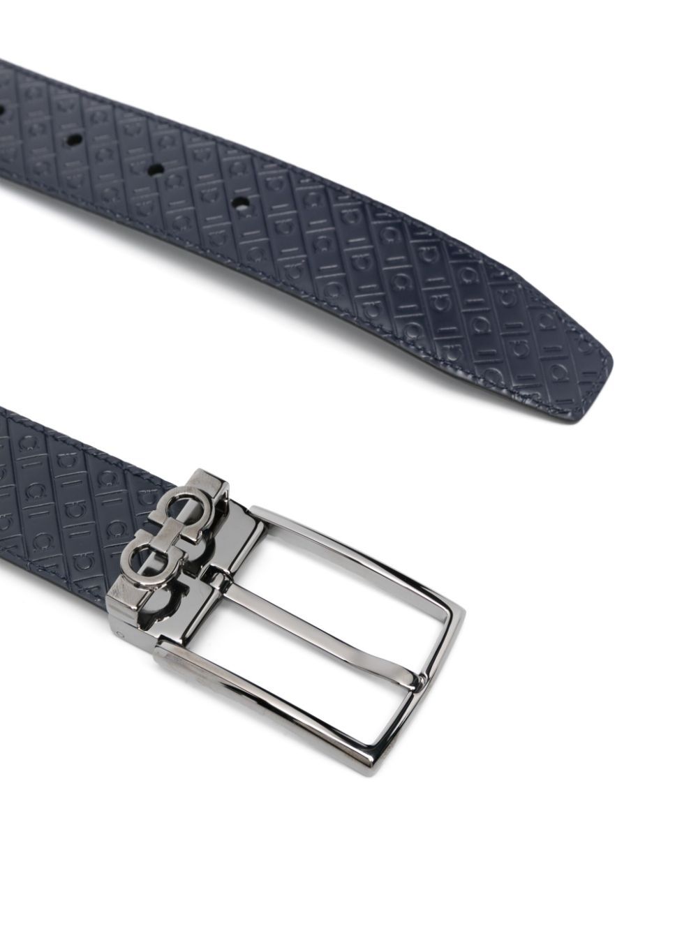 Ferragamo Men Double Gancini Logo-Debossed Leather Belt FERRAGAMO