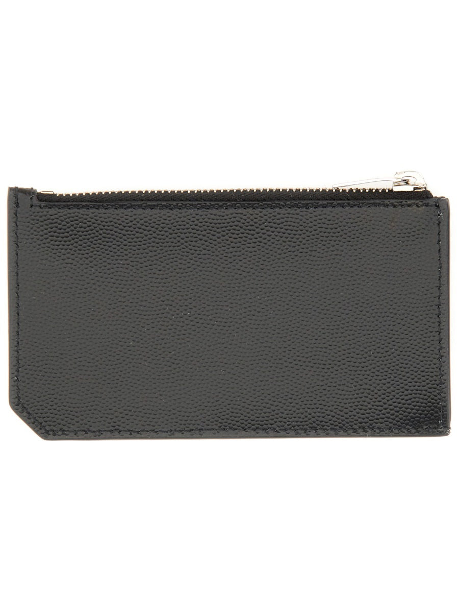 Saint Laurent Men Portacarte Con Zip E Logo SAINT LAURENT