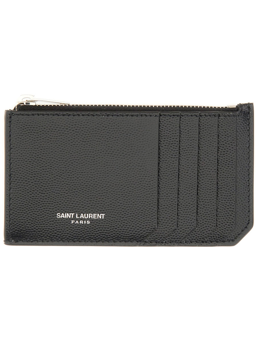 Saint Laurent Men Portacarte Con Zip E Logo SAINT LAURENT