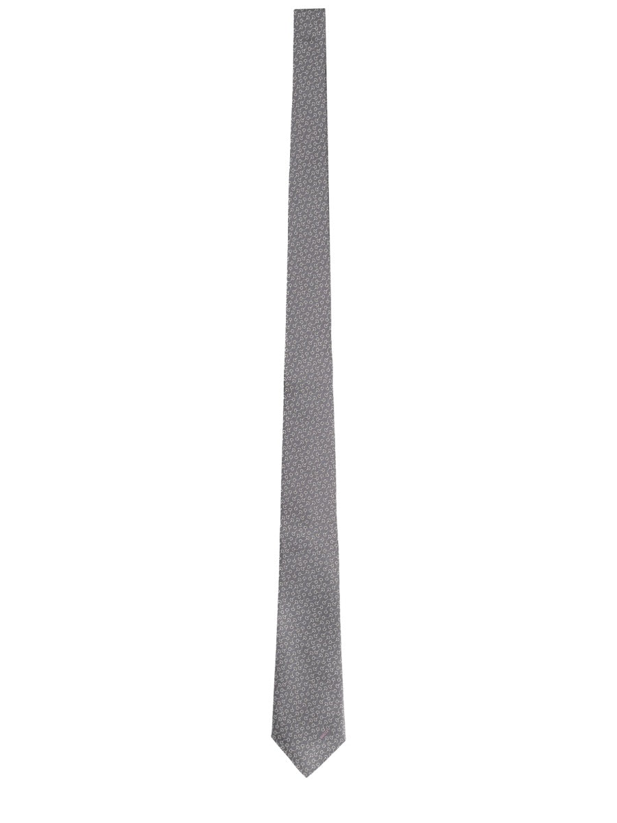 Gucci Men Silk Tie With Clamps GUCCI