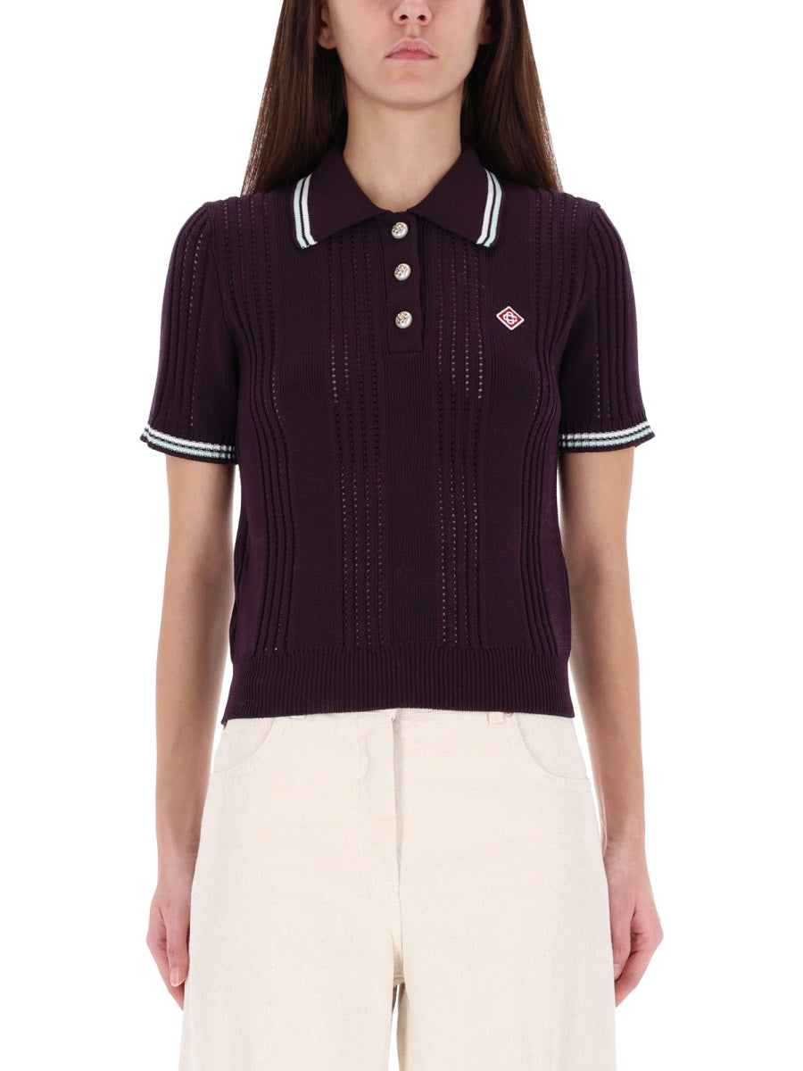 Casablanca Women Cotton Knit Polo Shirt CASABLANCA