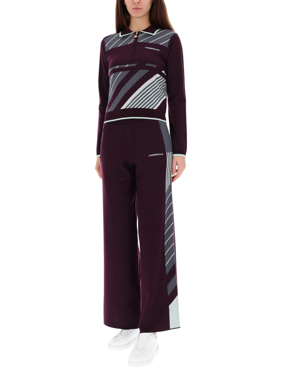 Casablanca Women "Diagonal" Tennis Polo Shirt CASABLANCA