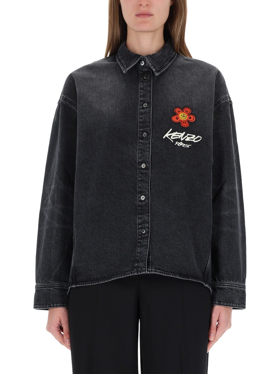 Kenzo Women "Workwear" Shirt With Kenzo X Futura 2000 Embroidery KENZO