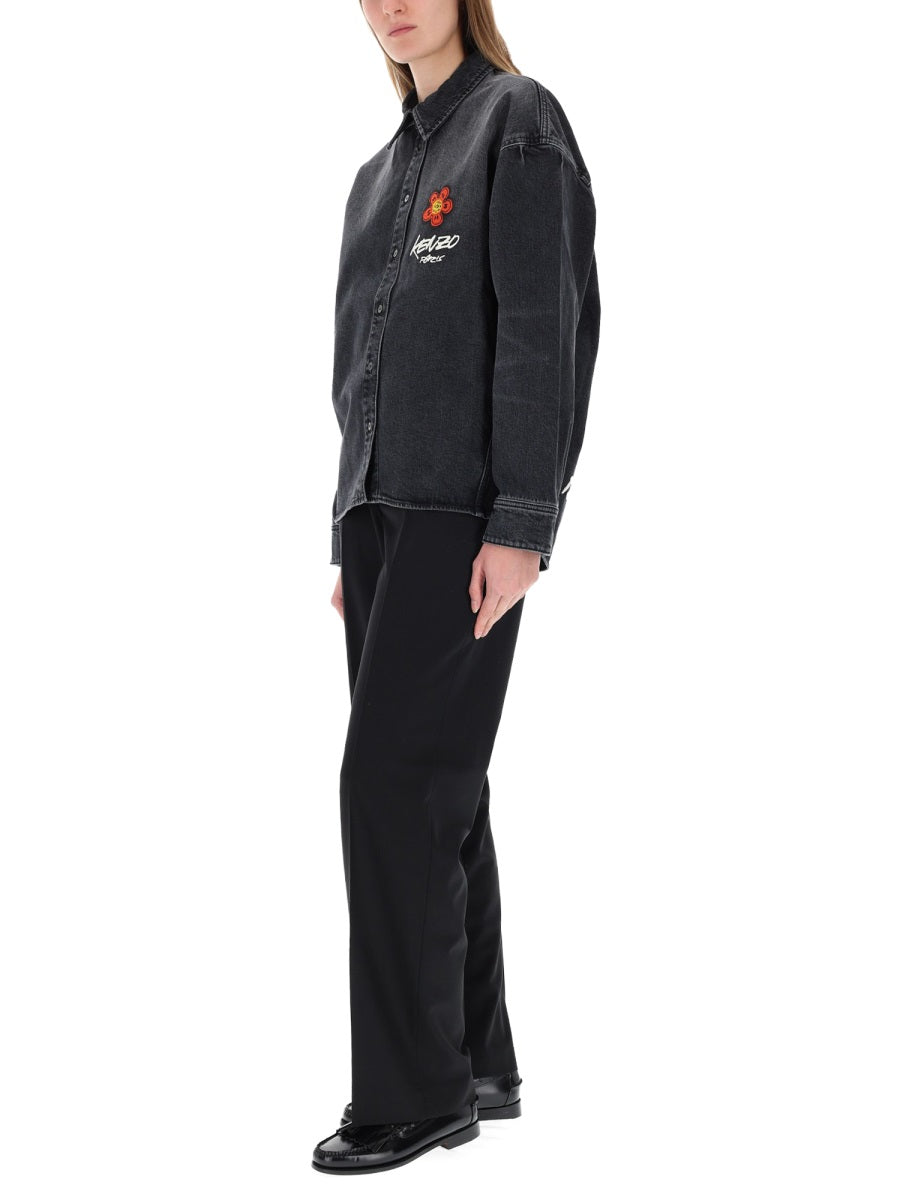 Kenzo Women "Workwear" Shirt With Kenzo X Futura 2000 Embroidery KENZO