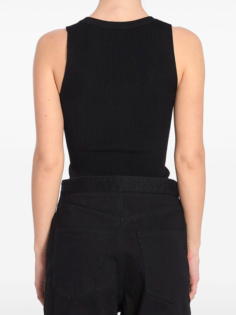 Alaia Women Sleeveless Ribbed Knit Bodysuit ALAIA